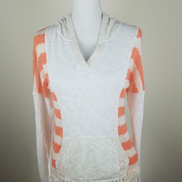 Miss Me Knitted Top Sweater White Orange Fringe - Picture 8 of 8